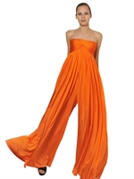ALEXANDER MCQUEEN - TUTA DRAPPEGGIATA IN JERSEY DI VISCOSA - ARANCIONE