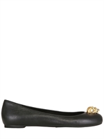 ALEXANDER MCQUEEN - BALLERINE IN PELLE CON TESCHIO 10MM - NERO