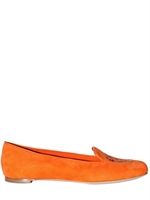 ALEXANDER MCQUEEN - MOCASSINI IN CAMOSCIO CON TESCHIO 10MM - ARANCIONE