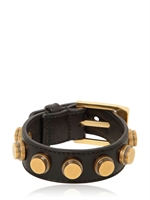 SAINT LAURENT - MANSCHETTENARMBAND AUS LEDER MIT NIETEN - SCHWARZ