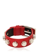 SAINT LAURENT - KLEINES MANSCHETTENARMBAND MIT NIETEN - ROT