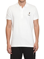 DOLCE & GABBANA - MICKEY MOUSE & LOGO PIQUET BAUMWOLL POLO - WEIß