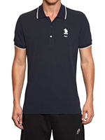 DOLCE & GABBANA - MICKEY MOUSE & LOGO PIQUET BAUMWOLL POLO - NAVYBLAU