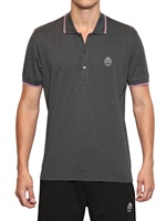 DOLCE & GABBANA - BAUMWOLL PIQUÉ POLO MIT LOGO - SCHWARZGRAU