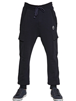 DOLCE & GABBANA - PANTALONI CARGO IN FELPA DI COTONE CON RICAMO D&G - BLU