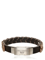 DOLCE & GABBANA - BRACCIALE IN PELLE INTRECCIATA - NERO