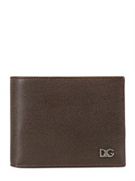 DOLCE & GABBANA - LEDERBRIEFTASCHE MIT METALLLOGO - BRAUN