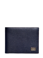 DOLCE & GABBANA - STRUKTURIERTE LEDERBRIEFTASCHE MIT DAUPHINE DRUCK - NAVYBLAU