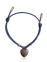 DOLCE & GABBANA - BRACCIALE IN CORDA CERATA E METALLO - BLU SCURO