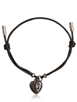 DOLCE & GABBANA - BRACCIALE IN CORDA CERATA E METALLO - NERO