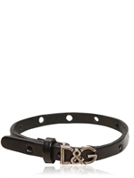 DOLCE & GABBANA - BRACCIALE IN PELLE SEMILUCIDA CON LOGO - NERO