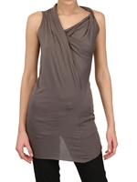 RICK OWENS - TOP IN JERSEY DI VISCOSA E COTONE - POLVERE