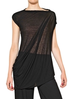 RICK OWENS - TOP IN JERSEY DI VISCOSA E COTONE - NERO