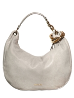 JIMMY CHOO - LARGE SOLAR SOFT LEATHER SHOULDER BAG - GREY