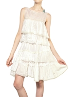 NINA RICCI - ABITO IN PIZZO E VOILE DI COTONE - BIANCO