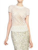NINA RICCI - TOP IN COTONE E PIZZO - BIANCO