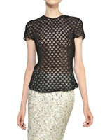 NINA RICCI - TOP IN COTONE E PIZZO - NERO