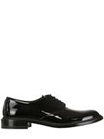 SAINT LAURENT - 30MM DERBY ARMY PATENT LACE-UP SHOES - BLACK
