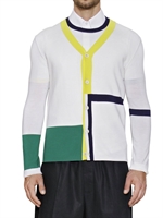JIL SANDER - CARDIGAN IN LANA TRICOT - BIANCO/MULTI