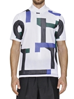 JIL SANDER - GEOMETRIC PRINT NYLON MESH T-SHIRT - WHITE/MULTI