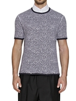 JIL SANDER - T-SHIRT IN TESSUTO TECNICO A POIS - BIANCO/NAVY