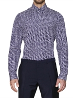 JIL SANDER - BAUMWOLL POPELINE HEMD MIT HEXAGONALEM DRUCK - WEISS/BLAU