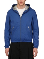 JIL SANDER - HOODED NAPPA LEATHER JACKET - BLUE