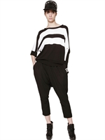 Y-3 - STRIPED COTTON BLEND KNIT TOP - BLACK/WHITE