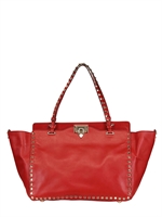 VALENTINO - MEDIUM ROCKSTUD SOFT LEATHER TOP HANDLE - RED VALENTINO
