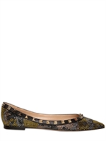 VALENTINO - BALLERINE IN PELLE CAMOUFLAGE CON SWAROVSKI 10MM - MIMETICO