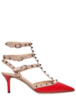 VALENTINO - 65MM ROCKSTUD PATENT LEATHER PUMPS - RED