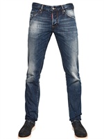 DSQUARED - 19CM DISTRESSED SLIM FIT DENIM JEANS - BLUE