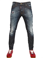 DSQUARED - JEANS COOL GUY IN DENIM STRETCH CON PITTURA 16CM - BLU