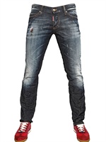 DSQUARED - JEANS SLIM FIT IN DENIM STRETCH CON PITTURA 19CM - BLU
