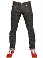 DSQUARED - JEANS SLIM FIT IN DENIM CON CIMOSA 19CM - NERO