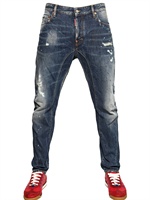 DSQUARED - JEANS BIKER IN DENIM DISTRESSED 16CM - BLU