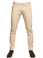 DSQUARED - 16.5CM STRETCH BULL DENIM CLEMENT JEANS - BEIGE