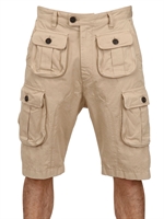 DSQUARED - DYED MILITARY CARGO COTTON CANVAS SHORTS - BEIGE