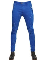 DSQUARED - 15CM DYED STRETCH DENIM BIKER JEANS - BLUETTE