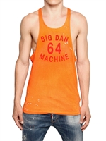 DSQUARED - DYED LIGHT JERSEY SUN BLEACHED TANK TOP - ORANGE/RED