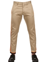 DSQUARED - TWILL COTTON SPORTY TROUSERS - BEIGE/ORANGE