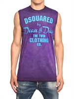DSQUARED - LEICHTES T-SHIRT AUS JERSEY & VERBLASSTER FÄRBUNG - LILA/BLAU