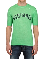 DSQUARED - VERBLASSTES T-SHIRT AUS BAUMWOLL-LEINEN-JERSEY - GRÜN/BLAU