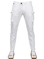 DSQUARED - DYED COTTON GABARDINE CARGO TROUSERS - WHITE