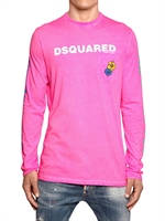 DSQUARED - NEONGEFÄRBTES LECIHTES BAUMWOLL-JERSEY-T-SHIRT - PINK