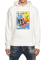 DSQUARED - BEDRUCKTES SWEATSHIRT AUS BAUMWOLLFLEECE & KAPUZE - WEIß