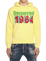 DSQUARED - BEDRUCKTES SWEATSHIRT AUS BAUMWOLLFLEECE & KAPUZE - GELB