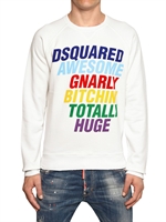 DSQUARED - GEFÄRBTER SWEATER AUS BAUMWOLLFLEECE - WEIß