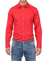 DSQUARED - CARPENTER SLIM FIT COTTON POPLIN SHIRT - CORAL MULTI