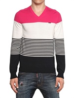 DSQUARED - MULTI STRIPED CREPE COTTON SWEATER - MULTI